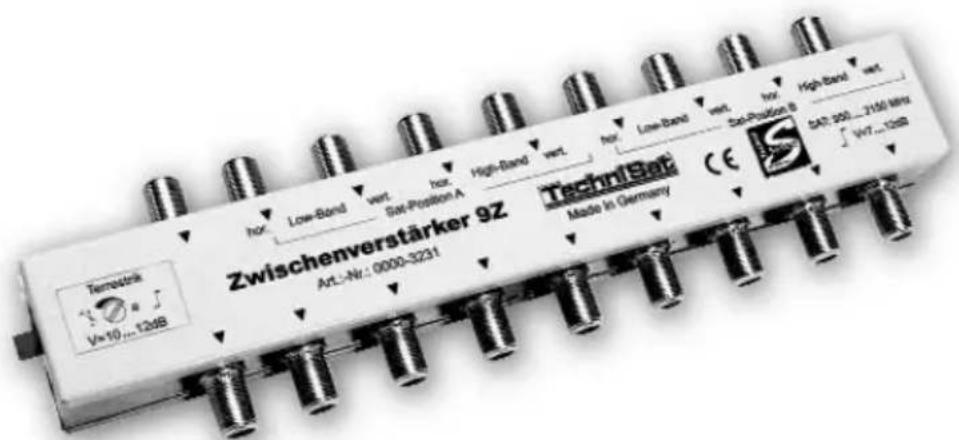Termautek V=10...t3dB hor Low-Band vert hor High-Band vert Sat-Position A Zwischenverstärker 9Z Art.-Nr.: 0000-3231 TechniBatt Made in Germany CE S47.200...3150 MHz W7...t3dB