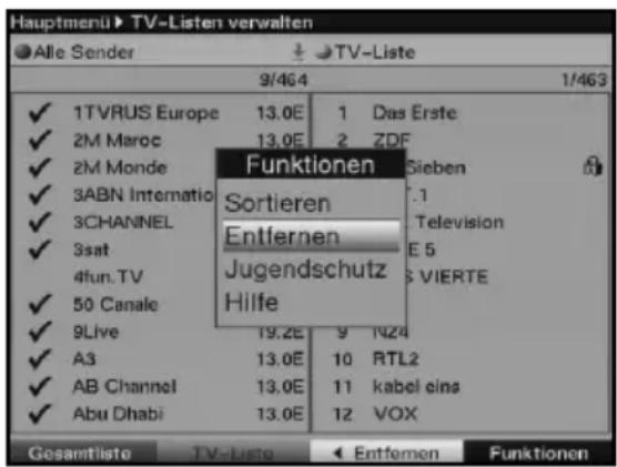Hauptmenü TV-Listen verwalten Alle Sender 9/464 1/463 ✓ 1TVRUS Europe 13.0E 1 Das Erste ✓ 2M Maroc 13.0E 2 ZDF ✓ 2M Monde ✓ 3ABN Internatio ✓ 3CHANNEL ✓ 3sat 4fun.TV ✓ 50 Canale ✓ 9Live 19.2E 9 N24 ✓ A3 13.0E 10 RTL2 ✓ AB Channel 13.0E 11 kabel eins ✓ Abu Dhabi 13.0E 12 VOX Funktionen Sieben Sortieren Entfernen Television Jugendschutz E 5 S VIERTE Hilfe Gesamtliste TV-Liste Entfernen Funktionen