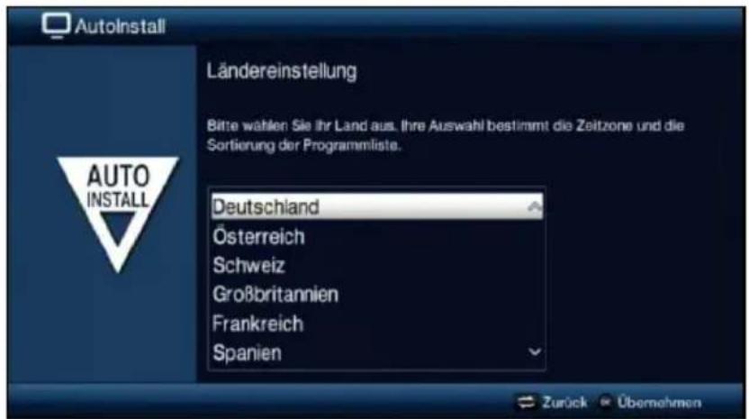 AutoInstall Ländereinstellung Bitte wählen Sie ihr Land aus. Ihre Auswahl bestimmt die Zeitzone und die Sortierung der Programmliste. Deutschland Österreich Schweiz Großbritannien Frankreich Spanien Zurück Übernehmen