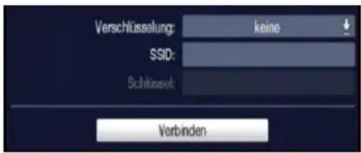 Verschlüsselung: keine SSID: Schlüssel: Verbinden