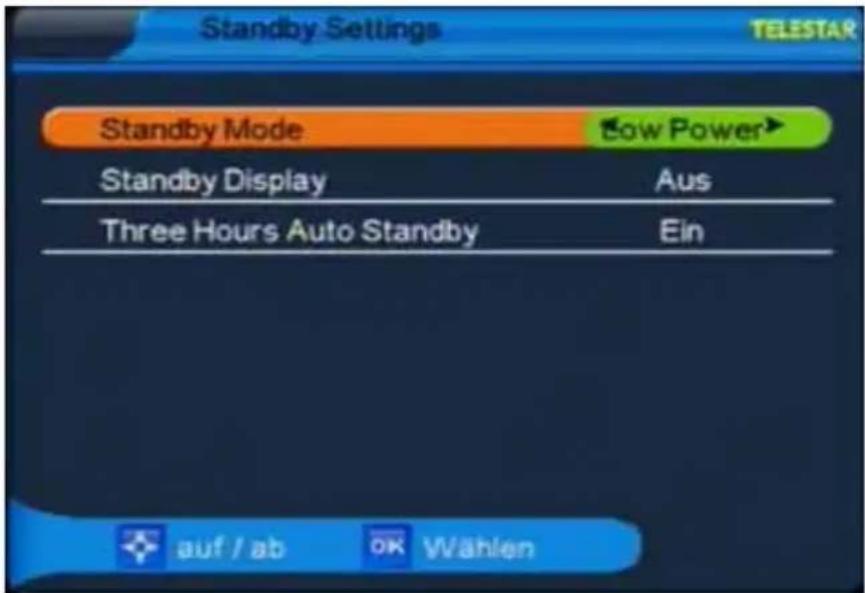 Telestar TD 1110 S-L - Standby Settings - 1