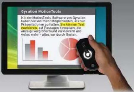 Oyration MotionTools Mit der MotionTools-Software von Oyration haben Sie viel mehr Möglichkeiten, als nur Präsentationen zu halten. Sie können Text markieren, auf Passagen hinweisen, die Anzeige vergrößernund verkleinern und veiles mehr – alles nur durch Gesten.