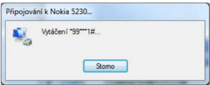 Připojování k Nokia 5230... Vytáčení *99****1#... Stomo