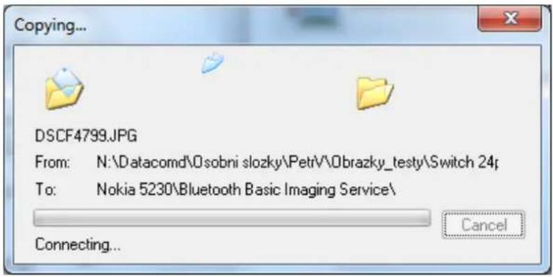 Copying... DSCF4799.JPG From: N:\Datacomd\0sobni slozky\PetrV\0brazky_testy\Switch 24; To: Nokia 5230\Bluetooth Basic Imaging Service\ Connecting...