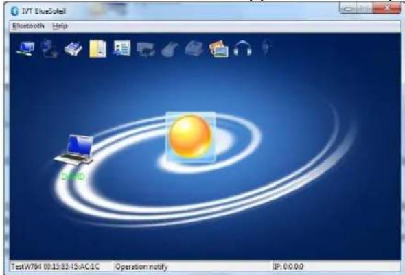 IVT BlueSoBel Bluetooth Help TestW764 0013:83:45-AC-1C Operation notify IP: 0.0.0.0