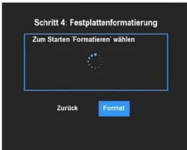 Schritt 4: Festplattenformatierung Zum Starten 'Formatieren' wählen Zurück Format