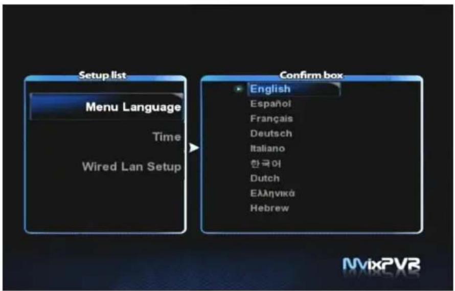 Mvix MXPVR-1000 - 2) Language/ Resolution/ Time Setting in Wizard - 1