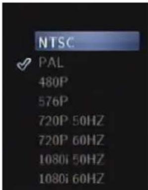 NTSC PAL 480P 576P 720P 50HZ 720P 60HZ 1080i 50HZ 1080i 60HZ