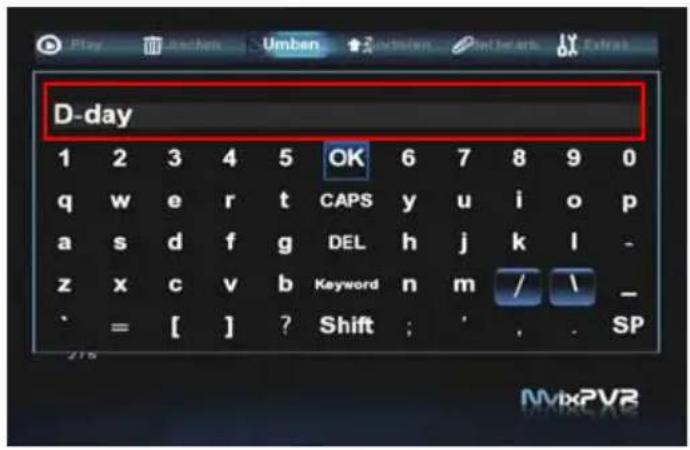 Play D-day 1 2 3 4 5 OK 6 7 8 9 0 q w e r t CAPS y u i o p a s d f g DEL h j k l - z x c v b Keyword n m / \ = [ ] ? Shift ; , . SP 215 MixPVR