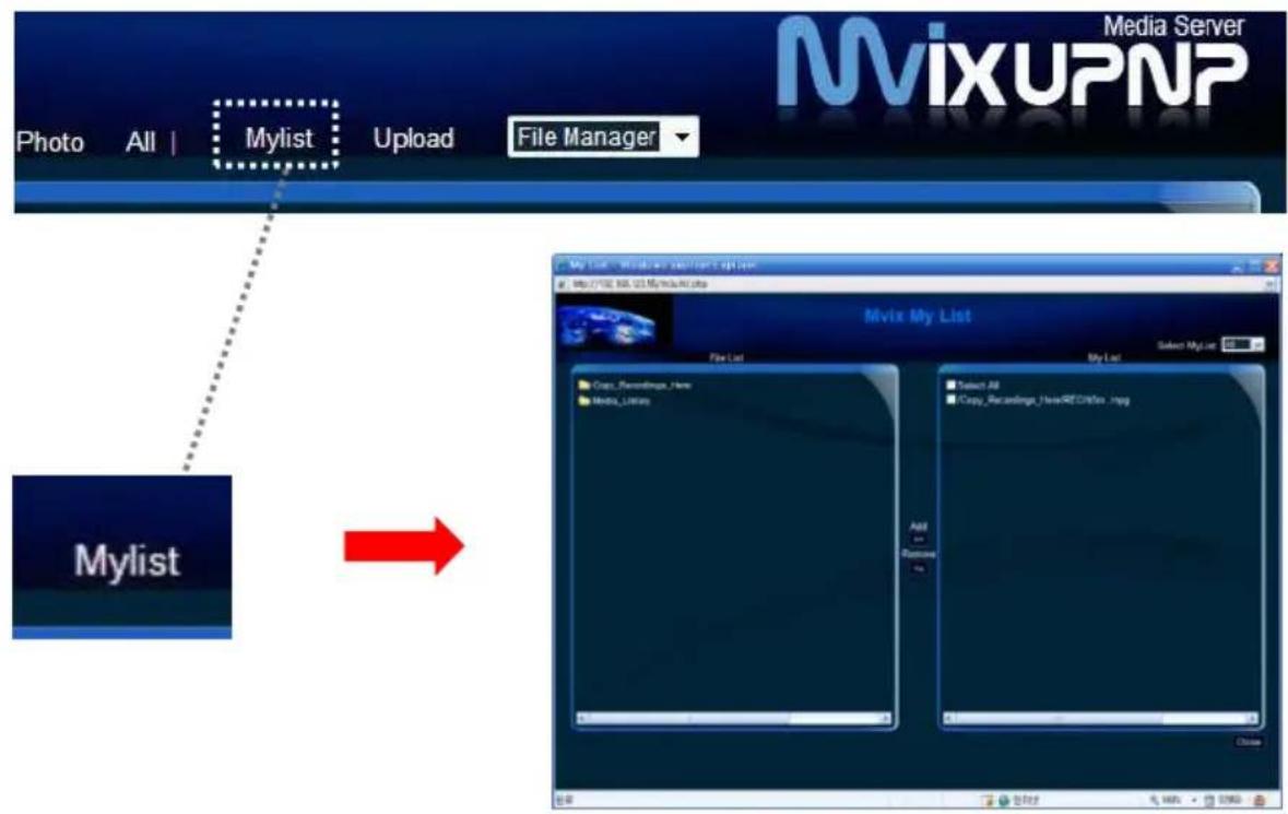 Media Server MixUPNP Photo All | Mylist Upload File Manager Mylist My List - Windows will not switch to a local http://IE.NA-US/Mylist.php Mvix My List File List Copy_Recordings_Fire Media_LiTies Select All Copy_Recordings_Fire/RECDOS Iraq Add Remove Add Save As 6.16% 5390