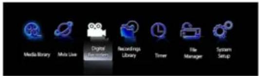 Media Library Media Live Digital Resources Recordings Library Timer File Manager System Setup