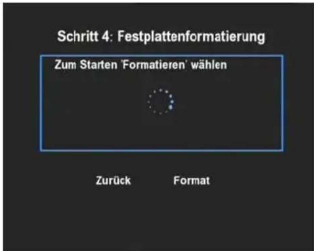 Schritt 4: Festplattenformatierung Zum Starten 'Formatieren' wählen Zurück Format