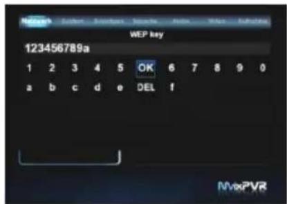 Network WEP key 123456789a 1 2 3 4 5 OK 6 7 8 9 0 a b c d e DEL f NvspV8