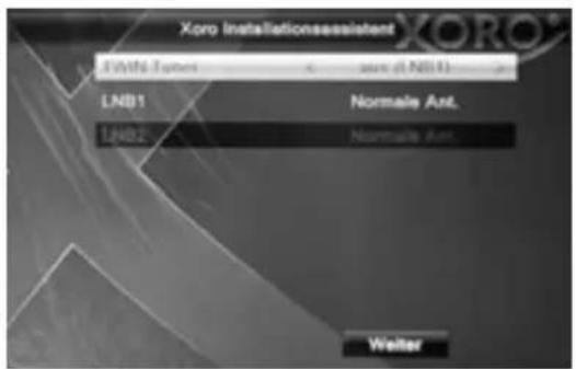 Xoro Installationsessistent FIVIN Tumen x - xuro (LNB1) LNB1 Normalis Ant. LNB2 Normalis Ant. Writer
