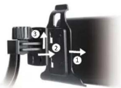 Diagram of a mechanical device with numbered components and directional arrows indicating flow or movement.