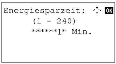 Energiesparzeit: ••• OK (1 - 240) *****1* Min.