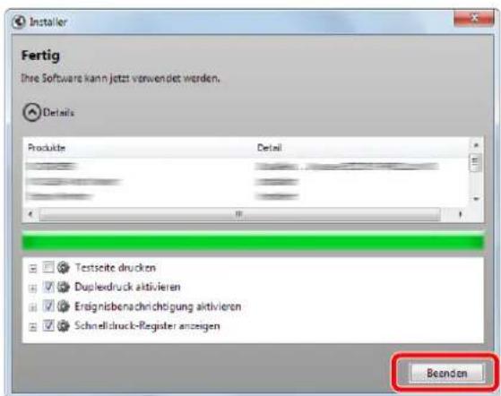 Fertig Ihne Software kann jetzt verwendet werden. Details Produkte Detail Testseite drucken Duplexdruck aktivieren Erlögnischenachrichtigung aktivieren Schnelldruck-Register anzeigen Beenden