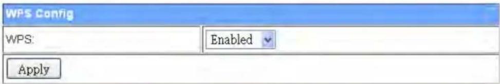 WPS Config WPS: Enabled Apply