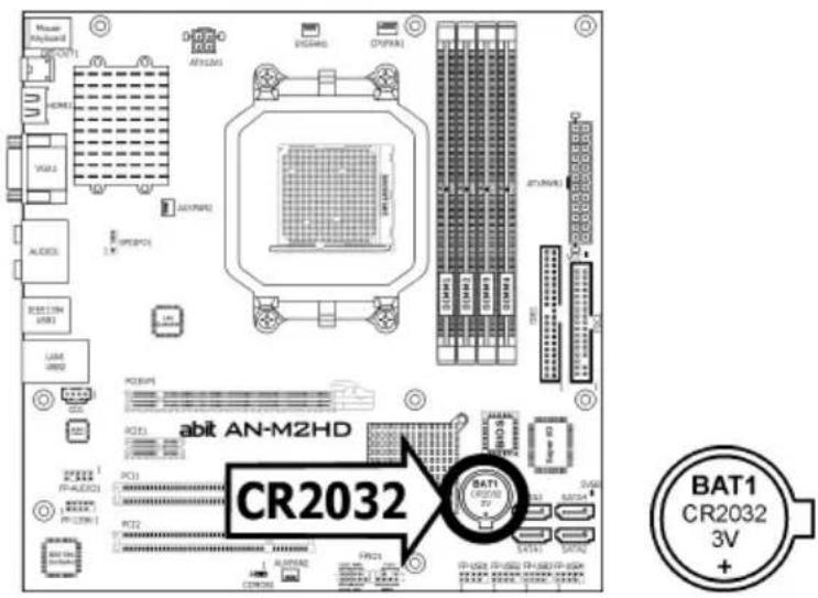 ABIT AN-M2HD-LE - CMOS Backup Battery: - 1