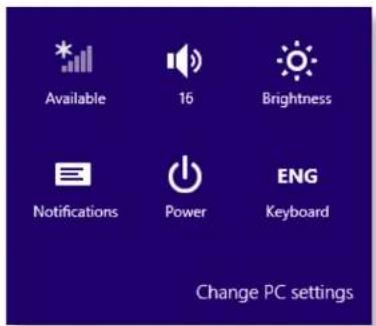 Available 16 Brightness Notifications Power ENG Keyboard Change PC settings