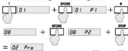 1 0 I + STORE 0 I P I + B 08 + STORE 08 P2 + STOP = 02 Pro