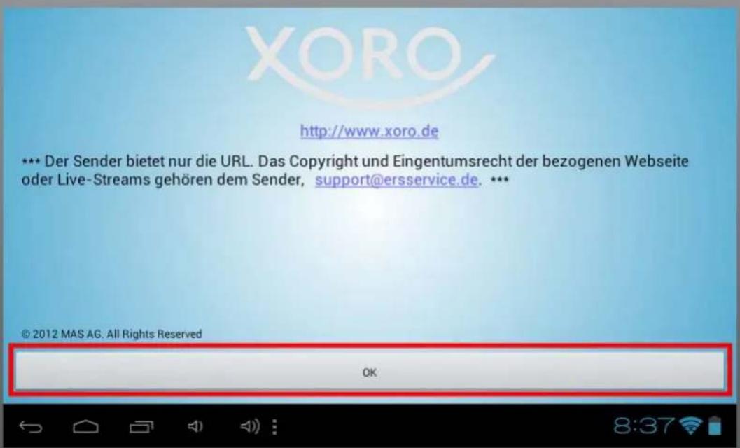 XORO http://www.xoro.de *** Der Sender bietet nur die URL. Das Copyright und Eingentumsrecht der bezogenen Webseite oder Live-Streams gehören dem Sender, support@ersservice.de. *** © 2012 MAS AG. All Rights Reserved OK