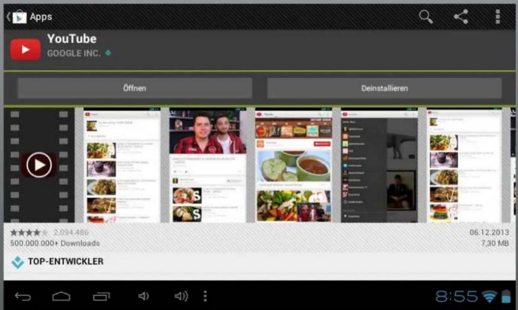 Apps YouTube GOOGLE INC. Öffnen Deinstallieren 2.094.486 500.000.000+ Downloads 06.12.2013 7,30 MB TOP-ENTWICKLER