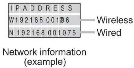 I P A D D R E S S W1 92168 001286 N 192168 001075 Wireless Wired Network information (example)