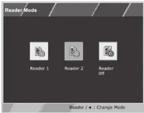 Reader Mode Reader 1 Reader 2 Reader Off Reader / ← : Change Mode