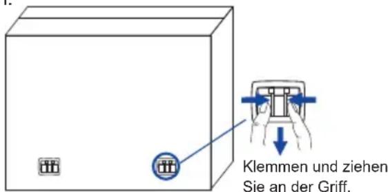 Klemmen und ziehen Sie an der Griff.