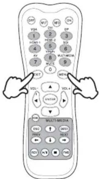 OFF VGA 1 HOM-1 2 HOM-2 3 4 AV 5 Y0000 6 7 MULTI-MEMA 8 MUTE 9 0 NEXT VOL- I ENTFM VOL+ ▼ ESC PREV INTDI NEXT REV FWD