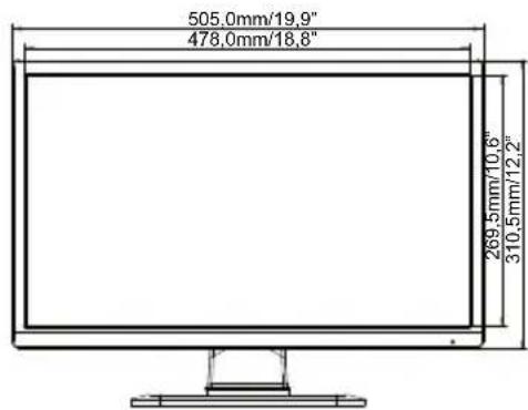 505.0mm/19.9" 478.0mm/18.8" 269.5mm/10.6" 310.5mm/12.2"