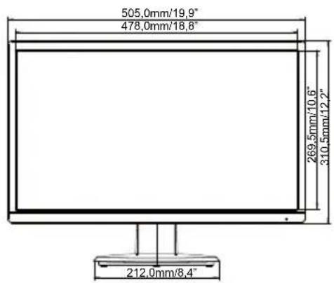505.0mm/19,9" 478.0mm/18,8" 269.5mm/10,6" 310.5mm/12,2" 212.0mm/8,4"