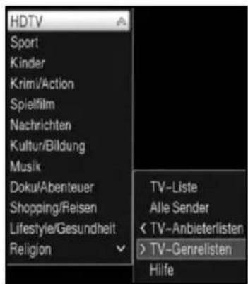 HDTV Sport Kinder Krim/Action Spielfilm Nachrichten Kultur/Bildung Musik Doku/Abenteuer Shopping/Reisen Lifestyle/Gesundheit Religion TV-Liste Alle Sender TV-Genrelisten Hilfe