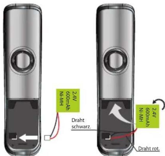 2.4V 600mAh Ni-MH Draht schwarz. 2.4V 600mAh Ni-MH Draht rot.
