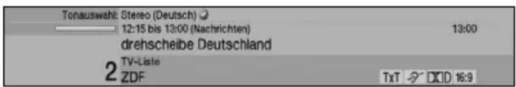 Tonauswahlt: Stereo (Deutsch) 12:15 bis 13:00 (Nachrichten) 13:00 drehscheibe Deutschland 2 TV-Liste ZDF Txt DOD 16:9