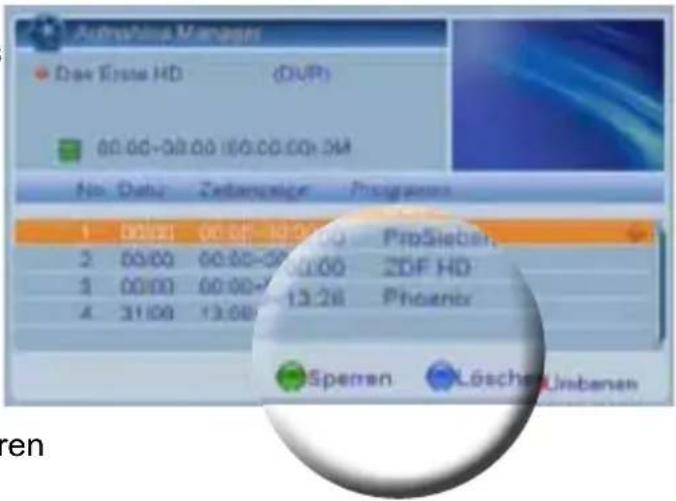 Jahresluss Manager Das Erste HD (DUR) 00:00-00:00 100:00:00:00 No. Datab Zeitengesiger Programmung 1 00:00 00:00-10:00 ProSieben 2 00:00 00:00-10:00 ZDF HD 3 00:00 00:00-13:26 Phoenix 4 31:00 13:00 Speren Löschen, Linbanen ren