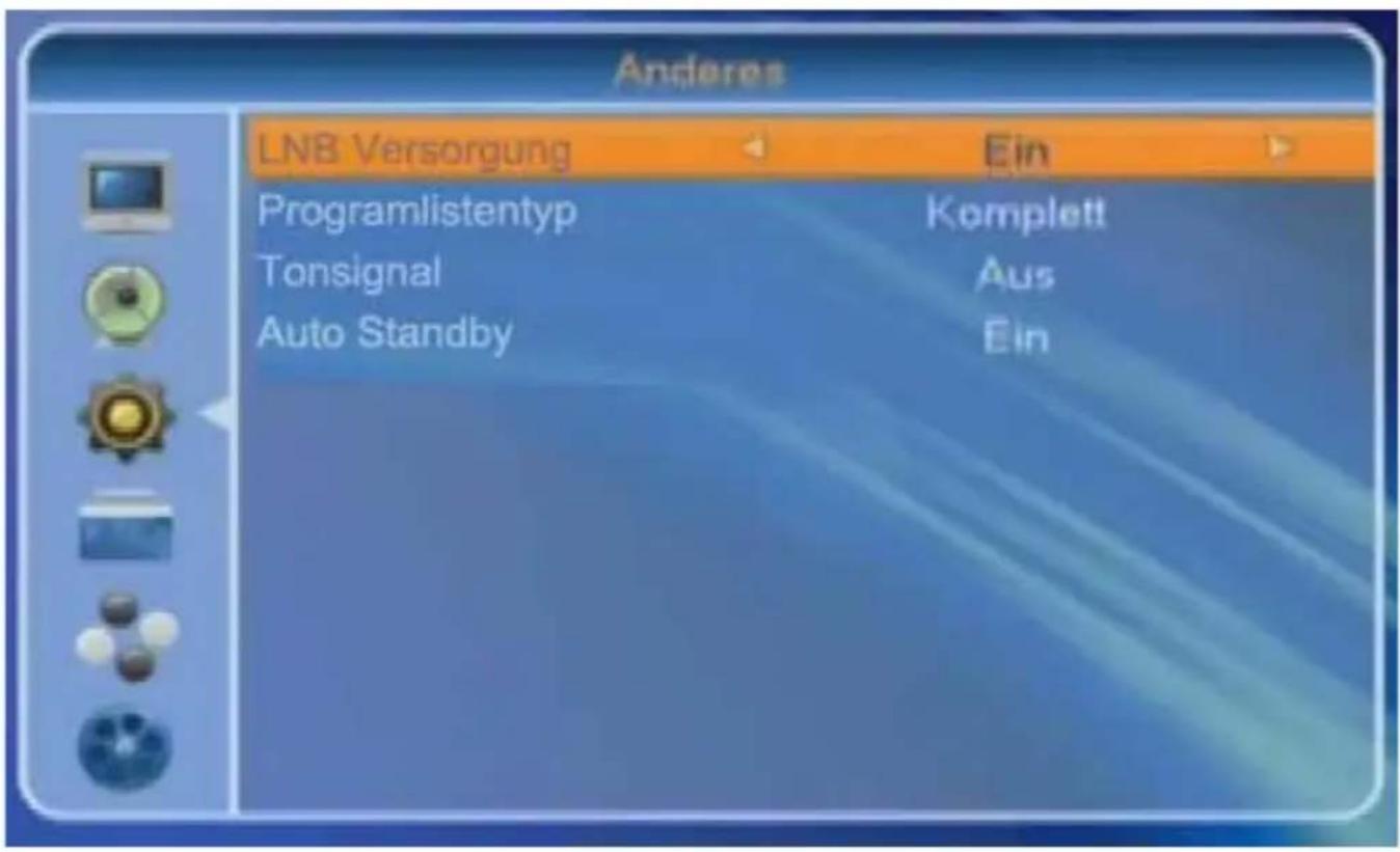 Anderes LN8 Versorgung Ein Programlistentyp Komplett Tonsignal Aus Auto Standby Ein