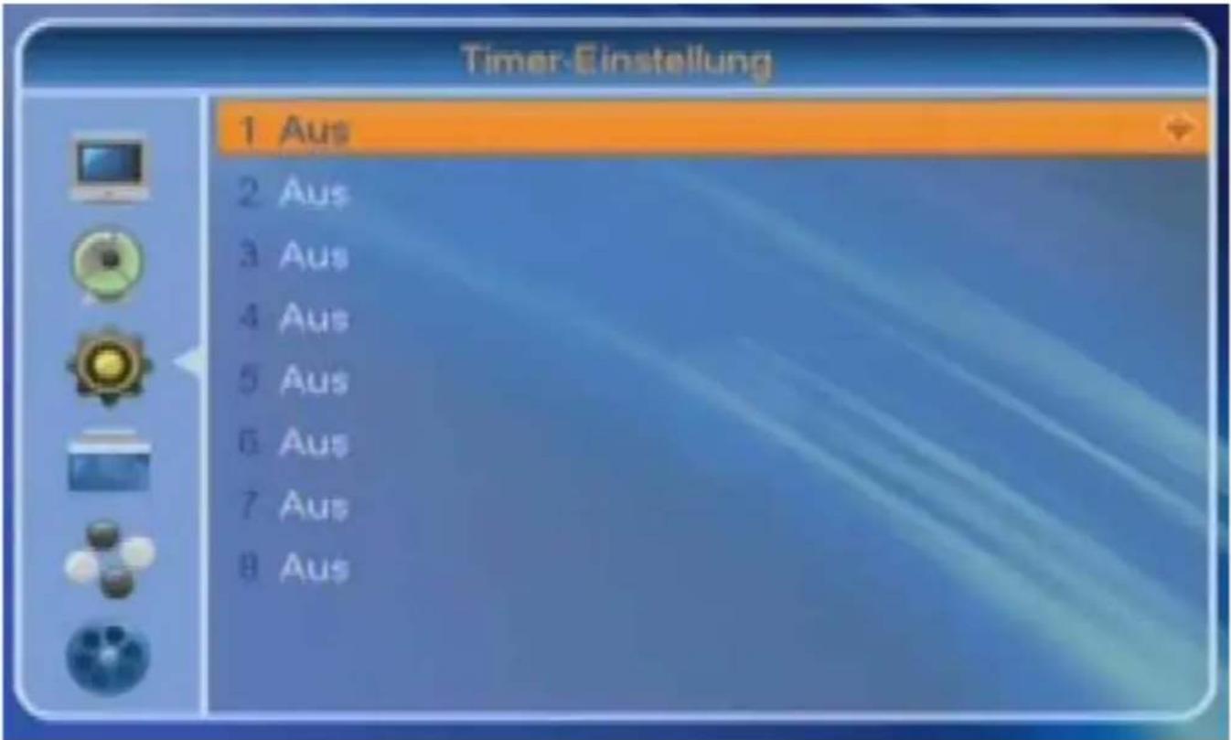 Timer-Einstellung 1 Aus 2 Aus 3 Aus 4 Aus 5 Aus 6 Aus 7 Aus 8 Aus