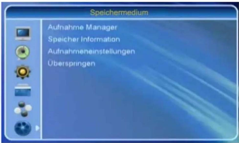 Speichermedium Aufnahme Manager Speicher Information Aufnahmeneinstellungen Überspringen