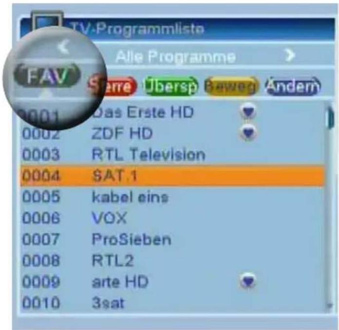 TV-Programmliste Alle Programme FAV Serre Übersp Beweg Ändern 0001 Das Erste HD 0002 ZDF HD 0003 RTL Television 0004 SAT 1 0005 kabel eins 0006 VOX 0007 ProSieben 0008 RTL2 0009 arte HD 0010 3sat