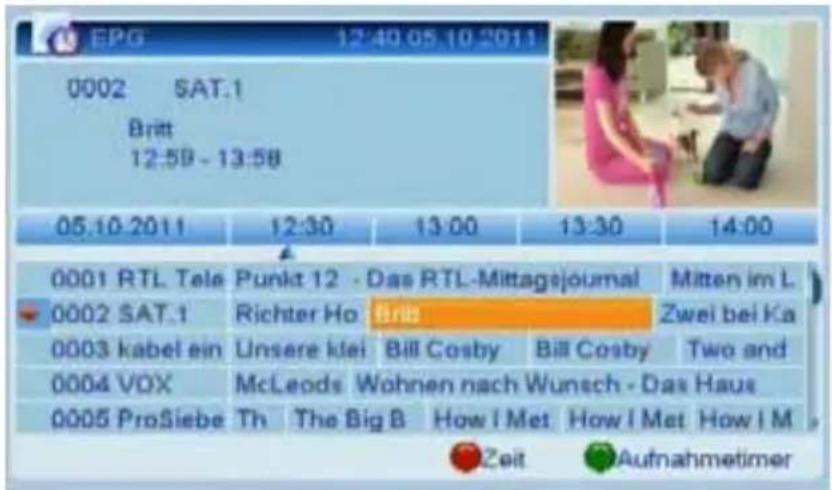 0002 SAT.1 Britt 12:59 - 13:58 05.10.2011 12:30 13:00 13:30 14:00 0001 RTL Tele Punkt 12 - Das RTL-Mittagejournal Mitten im L 0002 SAT.1 Richter Ho Brits Zwei bei Ka 0003 kabel ein Unsere klei Bill Cosby Bill Cosby Two and 0004 VOX McLeods Wohnen nach Wunsch - Das Haus 0005 ProSiebe Th The Big B How I Met How I Met How I M Zeit Aufnahmetimer