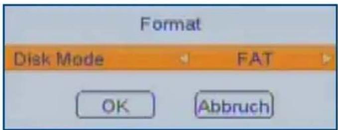 Format Disk Mode FAT OK Abbruch