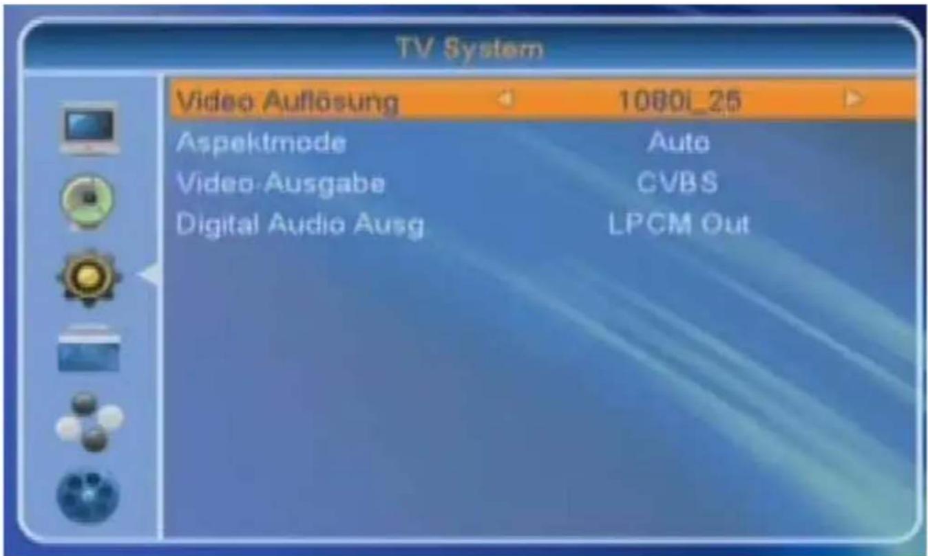 TV System Video Auflösung 1080i_25 Aspektmode Auto Video-Ausgabe CVBS Digital Audio Ausg LPCM Out