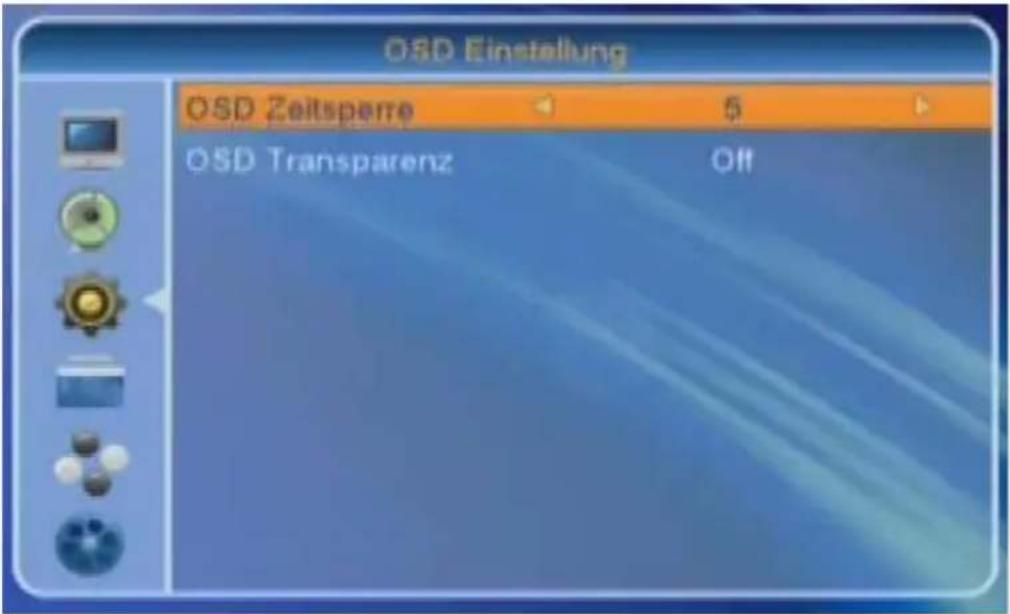 OSD Einstellung OSD Zeitsperre 5 OSD Transparenz Off
