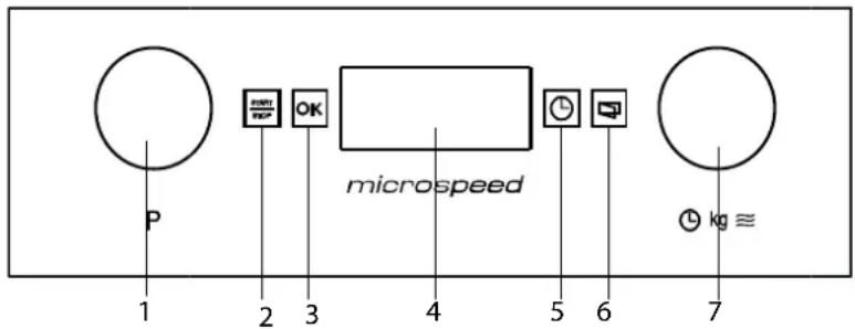 P 1 2 3 4 microspeed 5 6 7 kg ≈