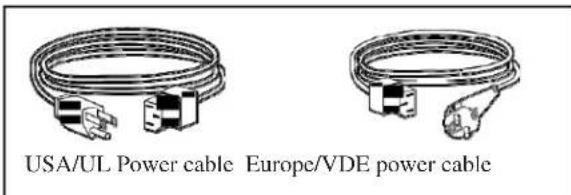 USA/UL Power cable Europe/VDE power cable