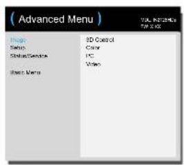 (Advanced Menu) Menu Setup Setup/Service Basic Menu 3D Control Color IPC Units TOL INTENDED FOR 30%