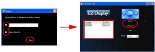 EZ Display Please Enter IP Address or Auto Search. Auto Search 2nd EZ Display 1.0.1 Browse: P files [01:00]x [01:01] x [01:02] [01:00]x [01:01] x [01:02] Menu Extension Exit Music: None