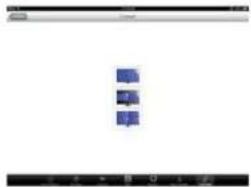 Scanned document with three blue square icons arranged vertically on a white background
